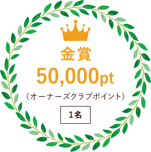 金賞 50,000pt(（オーナーズクラブポイント）) 1名