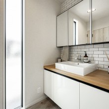 シンプルなタイルでクールな印象を演出