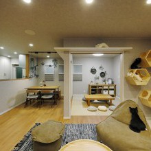 キャットウォーク　六角ハウス　ビーズソファ　平織りラグ　ダイニングテーブル　